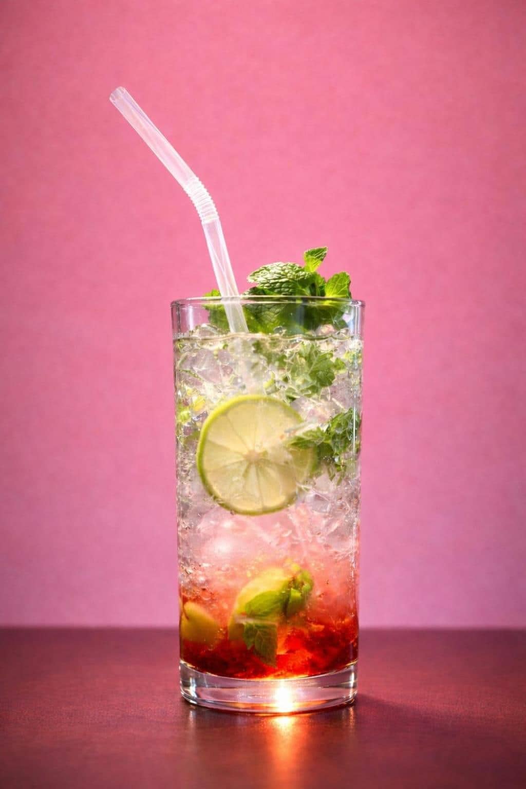 Strawberry mojito mocktail with mint and lime