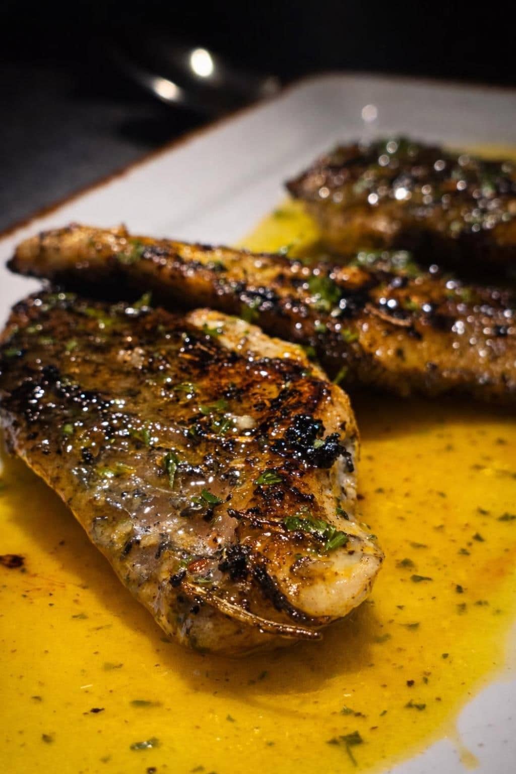 Chargrilled fillets in a golden butter sauce